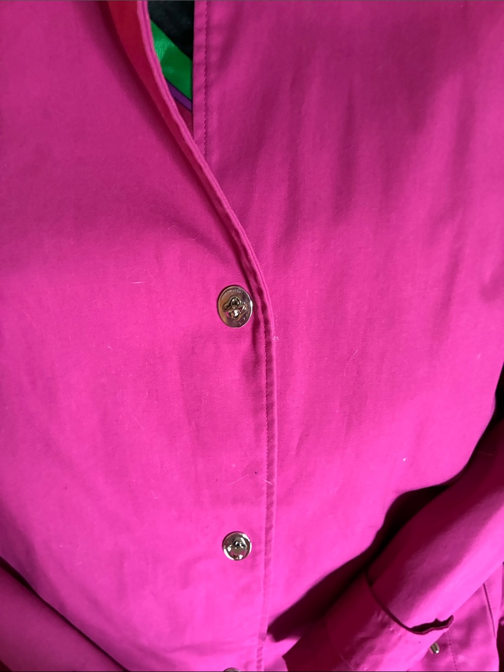 Y2K dennis basso Fuchsia Single-Breasted Trench Coat - Picture 3 of 7